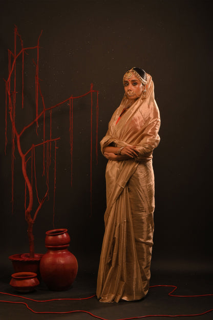 Devyani saree I Rose Gold Handloom Tissue Saree