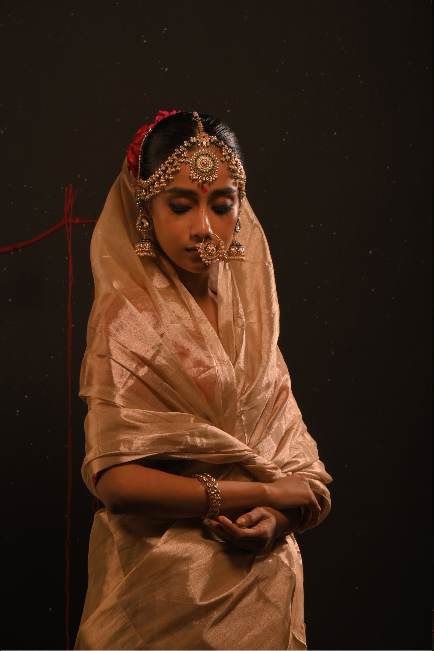 Devyani saree I Rose Gold Handloom Tissue Saree