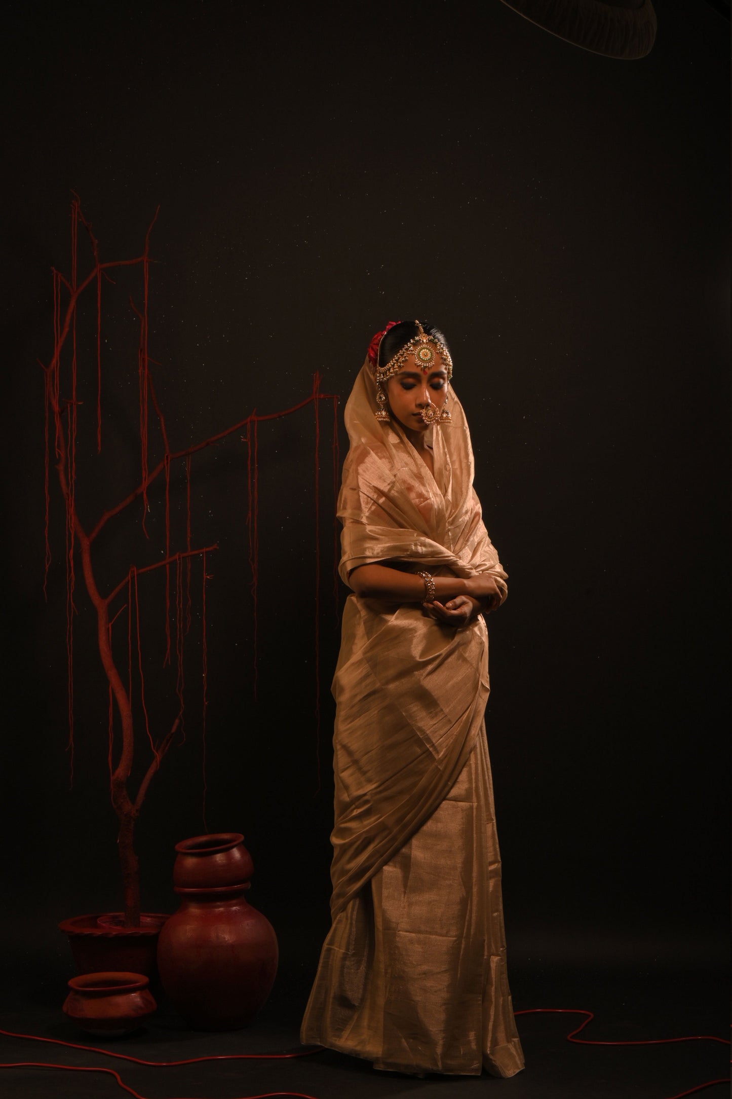 Devyani saree I Rose Gold Handloom Tissue Saree
