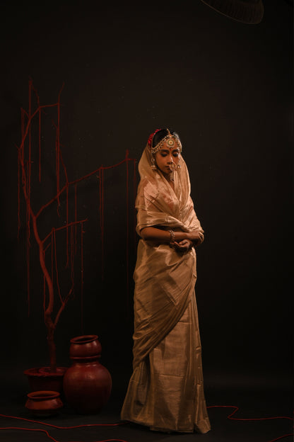 Devyani saree I Rose Gold Handloom Tissue Saree