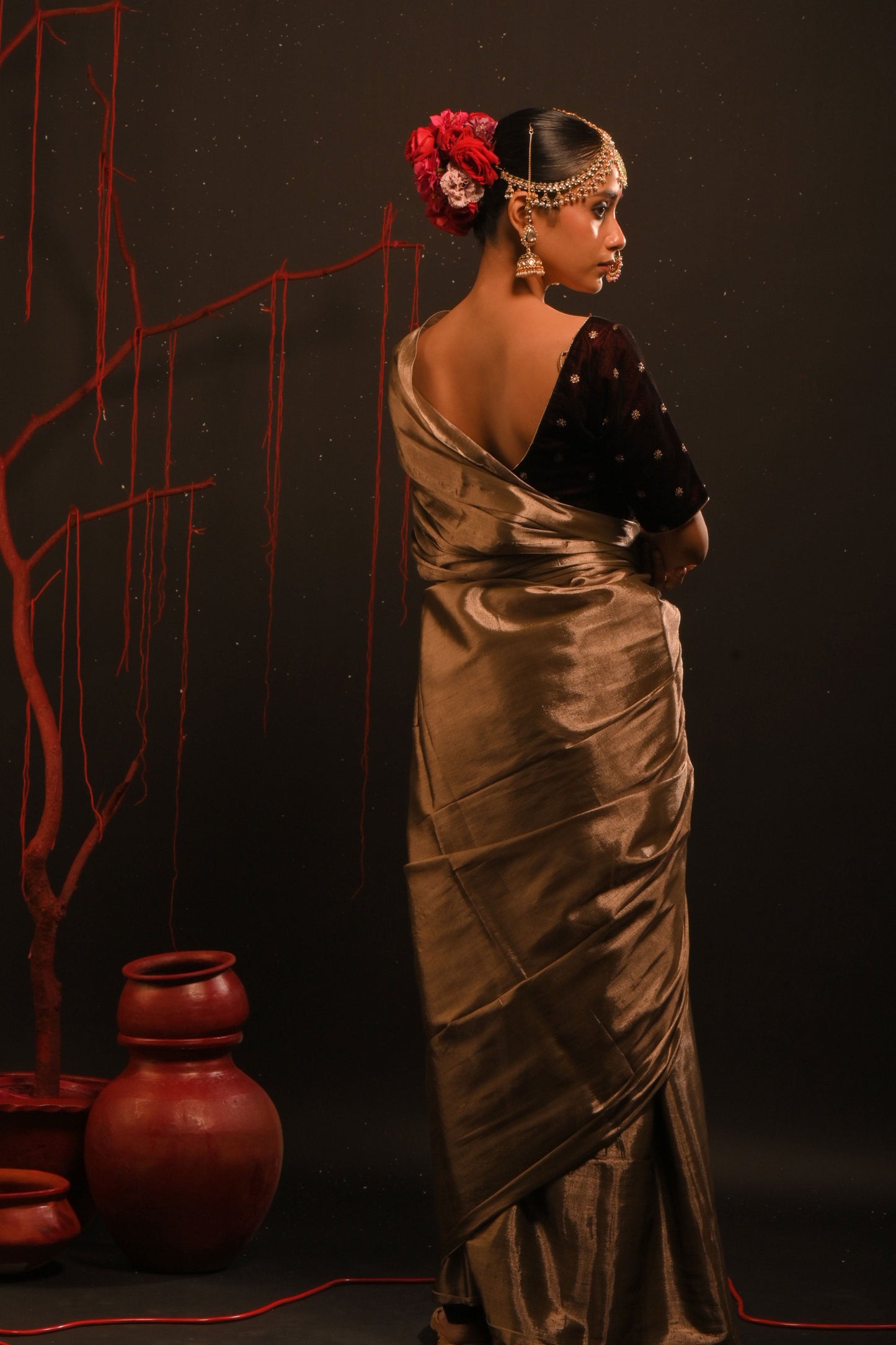 Rajshree saree I Bronze Gold Handloom Tissue Saree