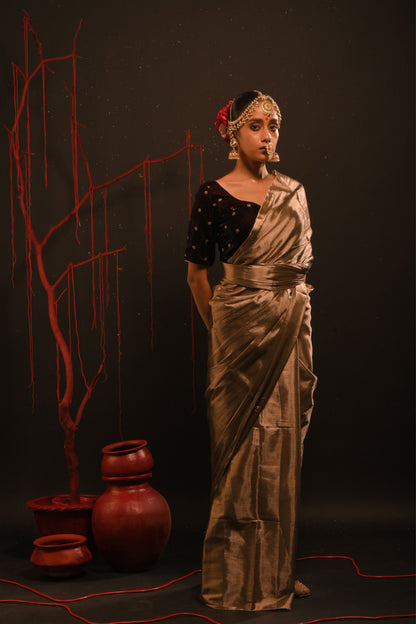 Rajshree saree I Bronze Gold Handloom Tissue Saree