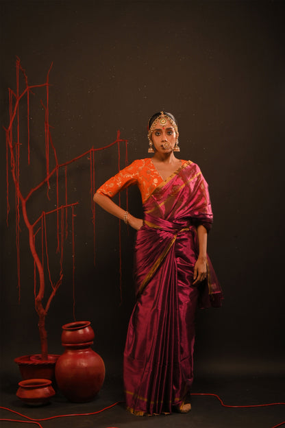 Suchitra saree I Pink Handloom Tissue Saree
