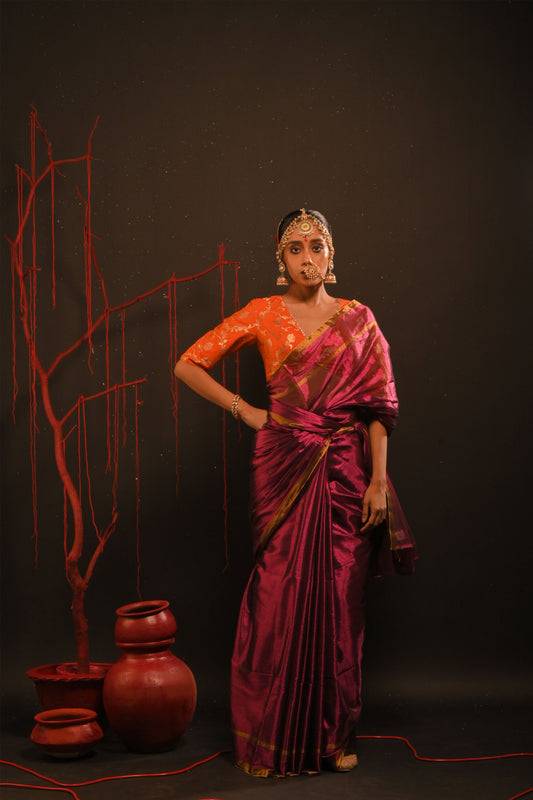 Suchitra saree I Pink Handloom Tissue Saree