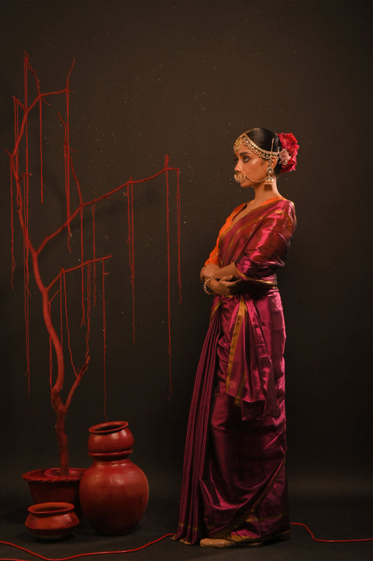 Suchitra saree I Pink Handloom Tissue Saree