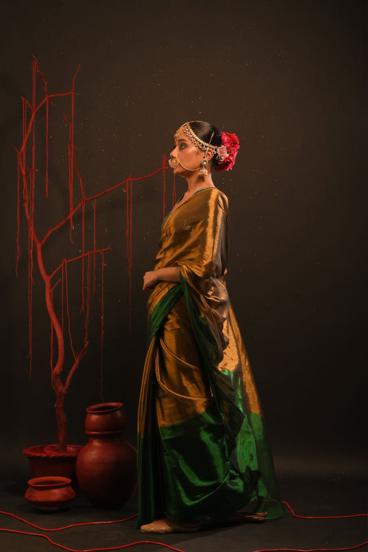 Jaishree saree I Gold Handloom Tissue Saree