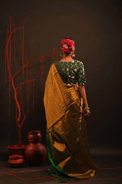 Jaishree saree I Gold Handloom Tissue Saree