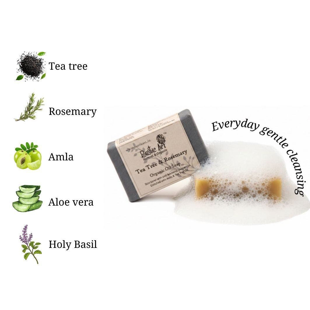 Tea Tree Rosemary Soap (100gm), Rustic Art