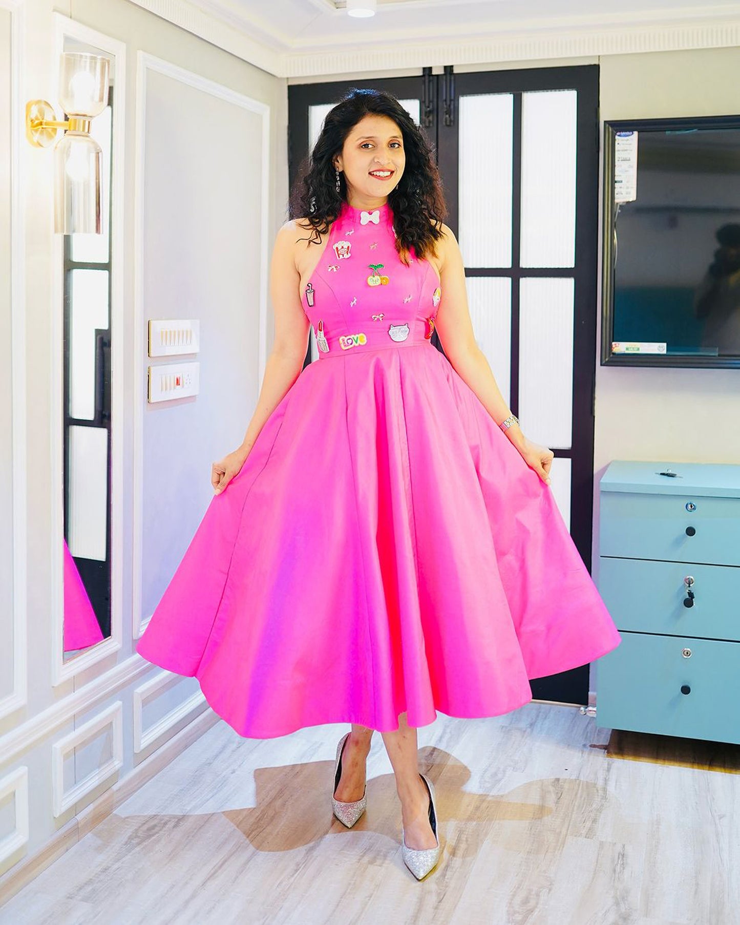 Neon Candy Glow Ankle Length Dress