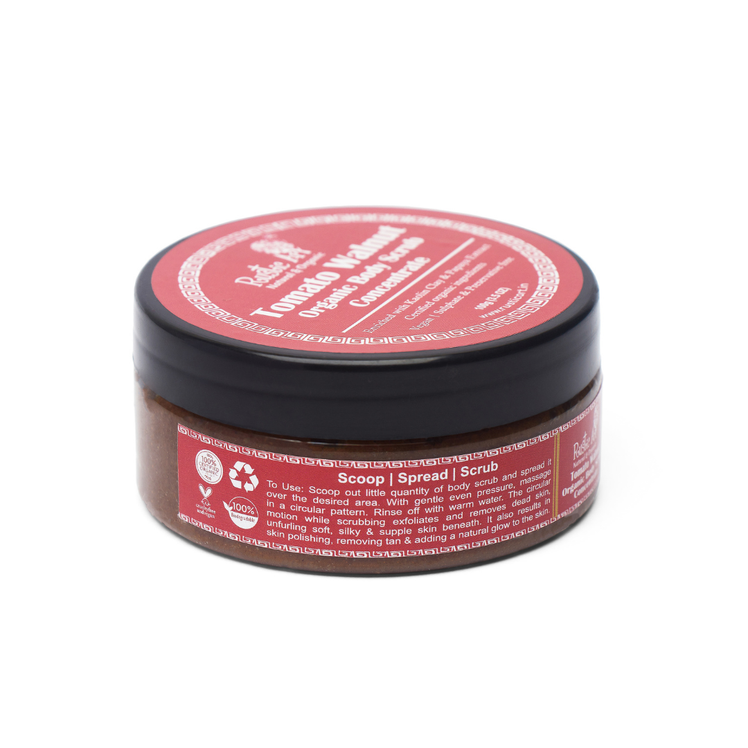 Tomato Walnut Body & Face Scrub Concentrate (100gm), Rustic Art