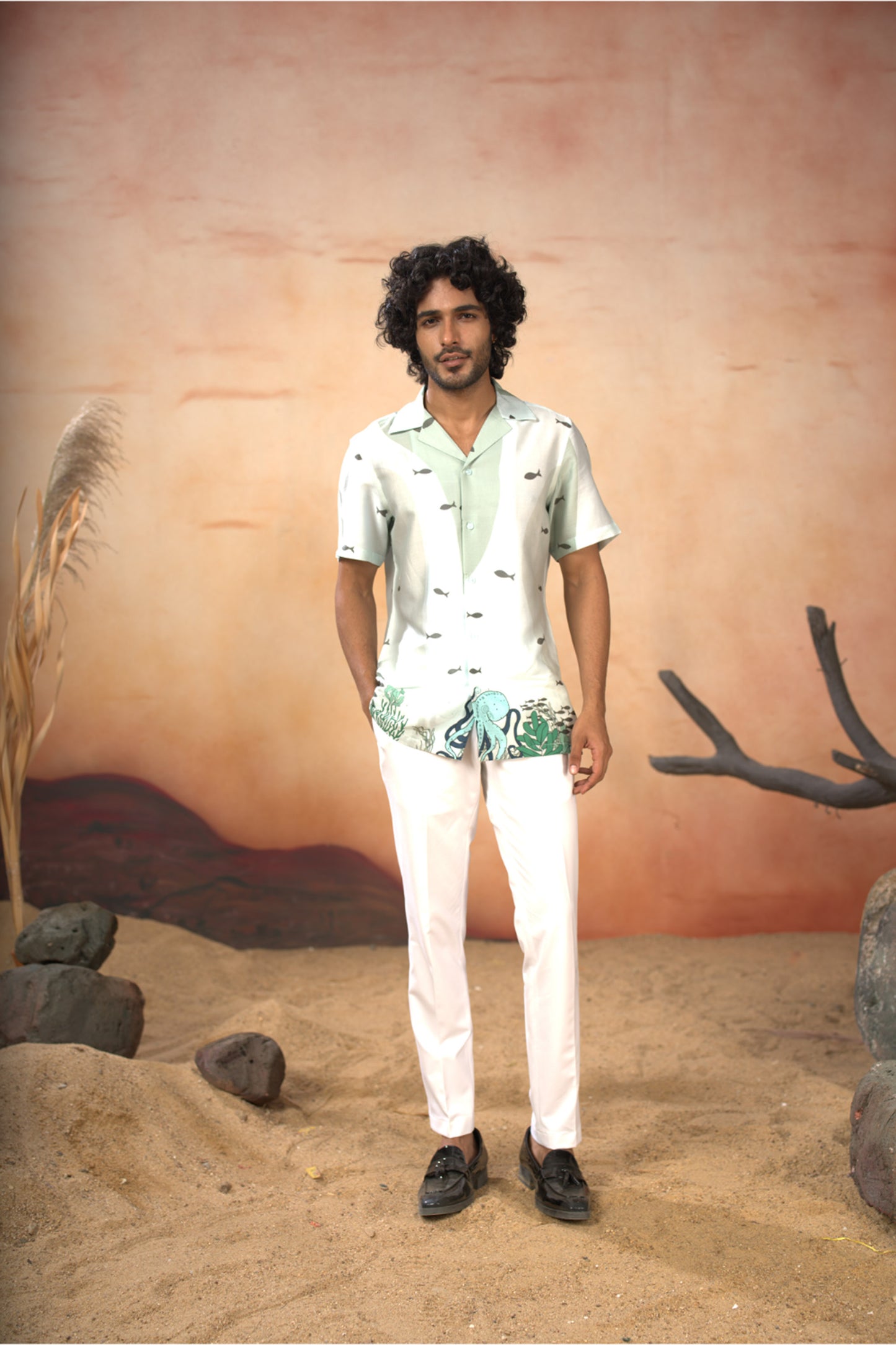 Sea Green Cotton Satin Seabed Serenity Cotton Satin Shirt