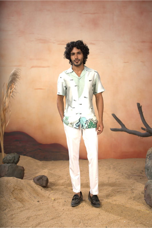 Sea Green Cotton Satin Seabed Serenity Cotton Satin Shirt