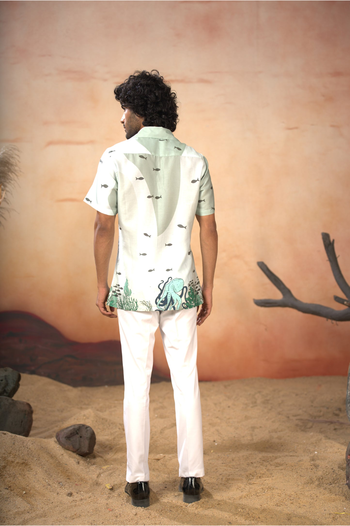 Sea Green Cotton Satin Seabed Serenity Cotton Satin Shirt