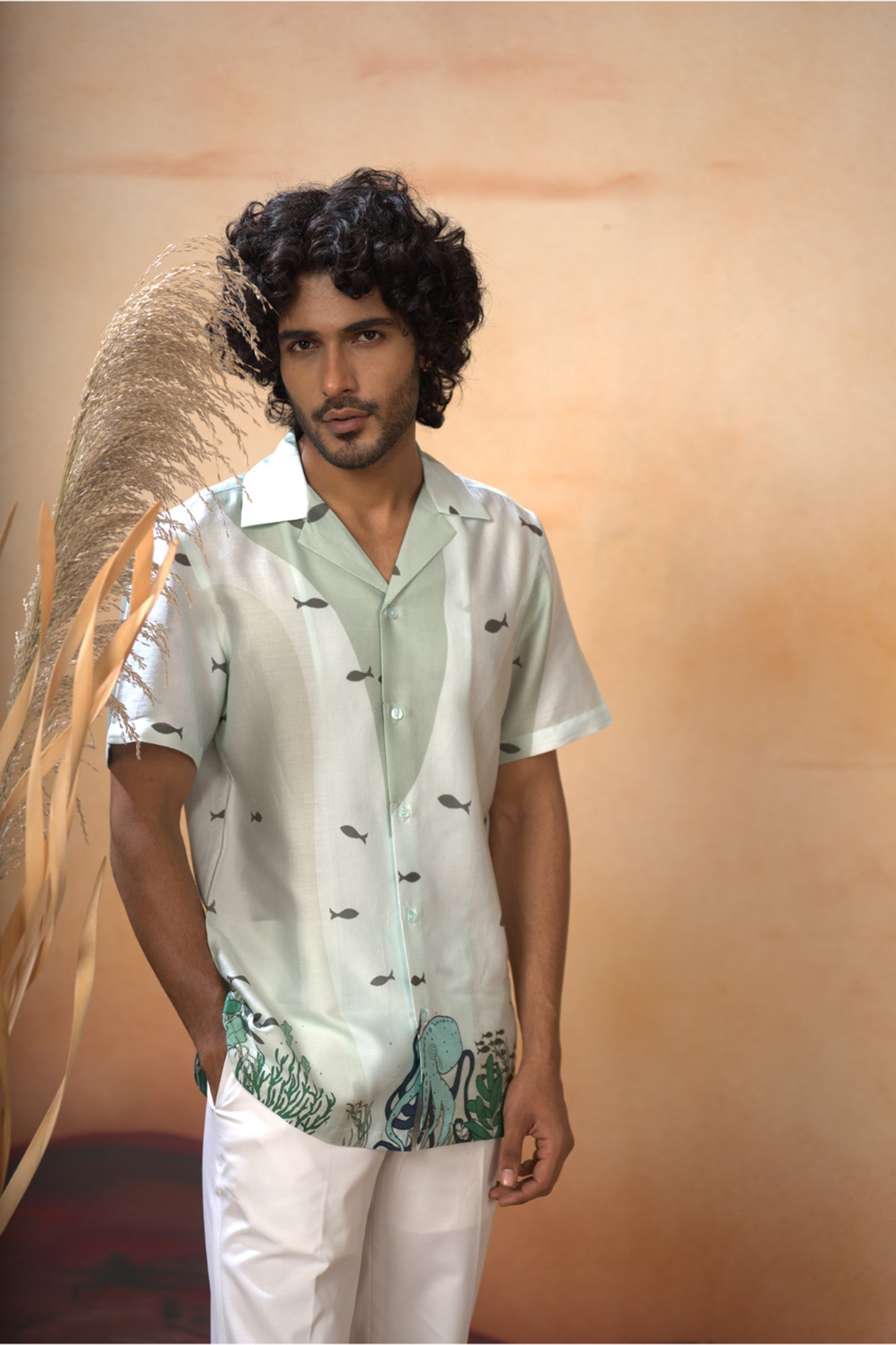 Sea Green Cotton Satin Seabed Serenity Cotton Satin Shirt