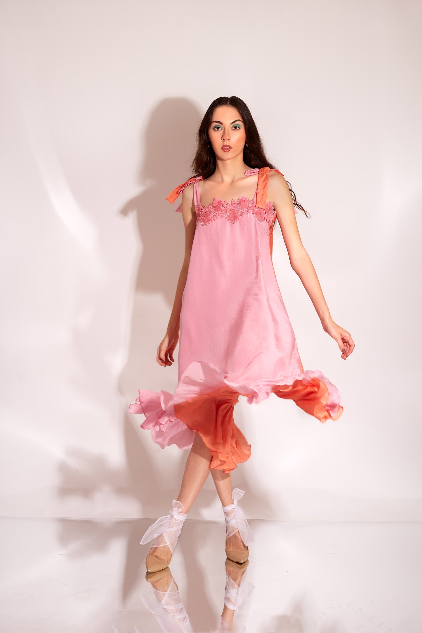 TULIP  Pink and Tangerine  Dress ( Dual Wearable )