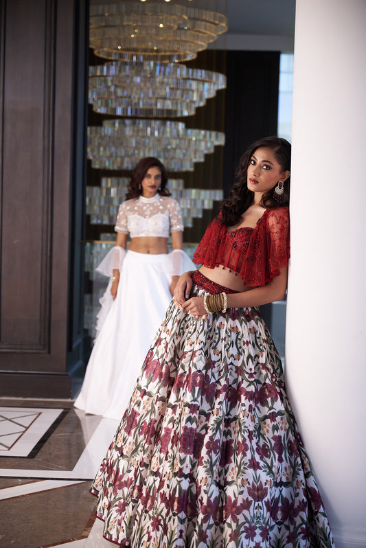 Maroon Saanjh lehenga set