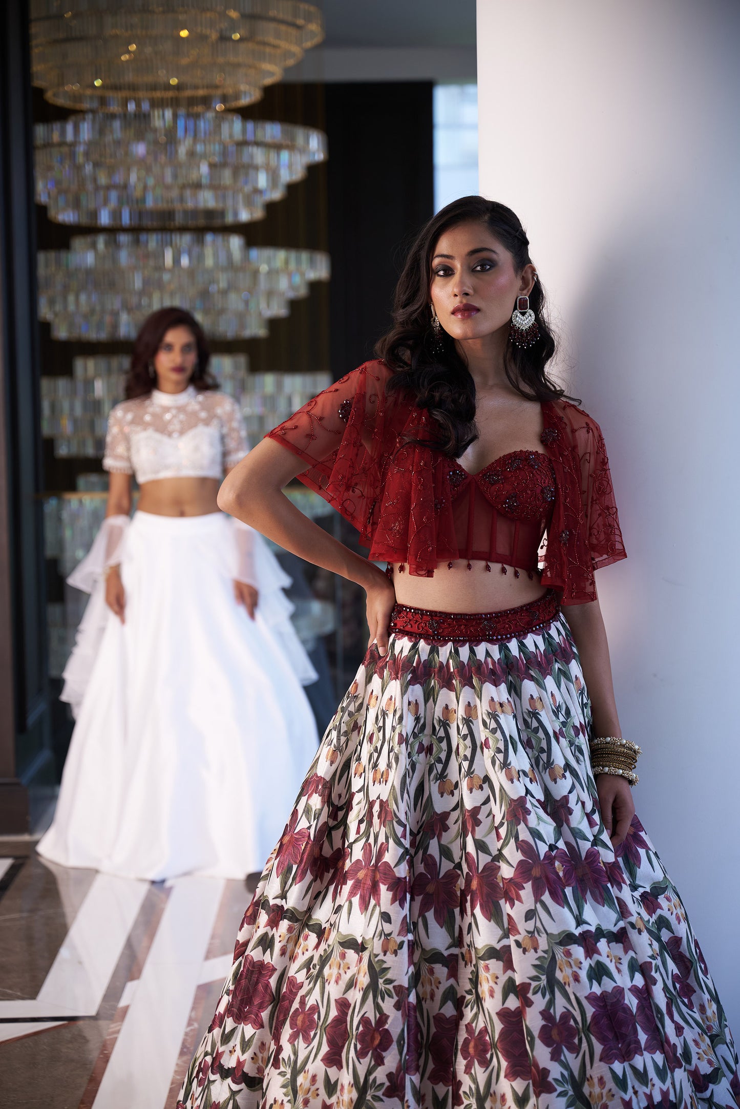 Maroon Saanjh lehenga set