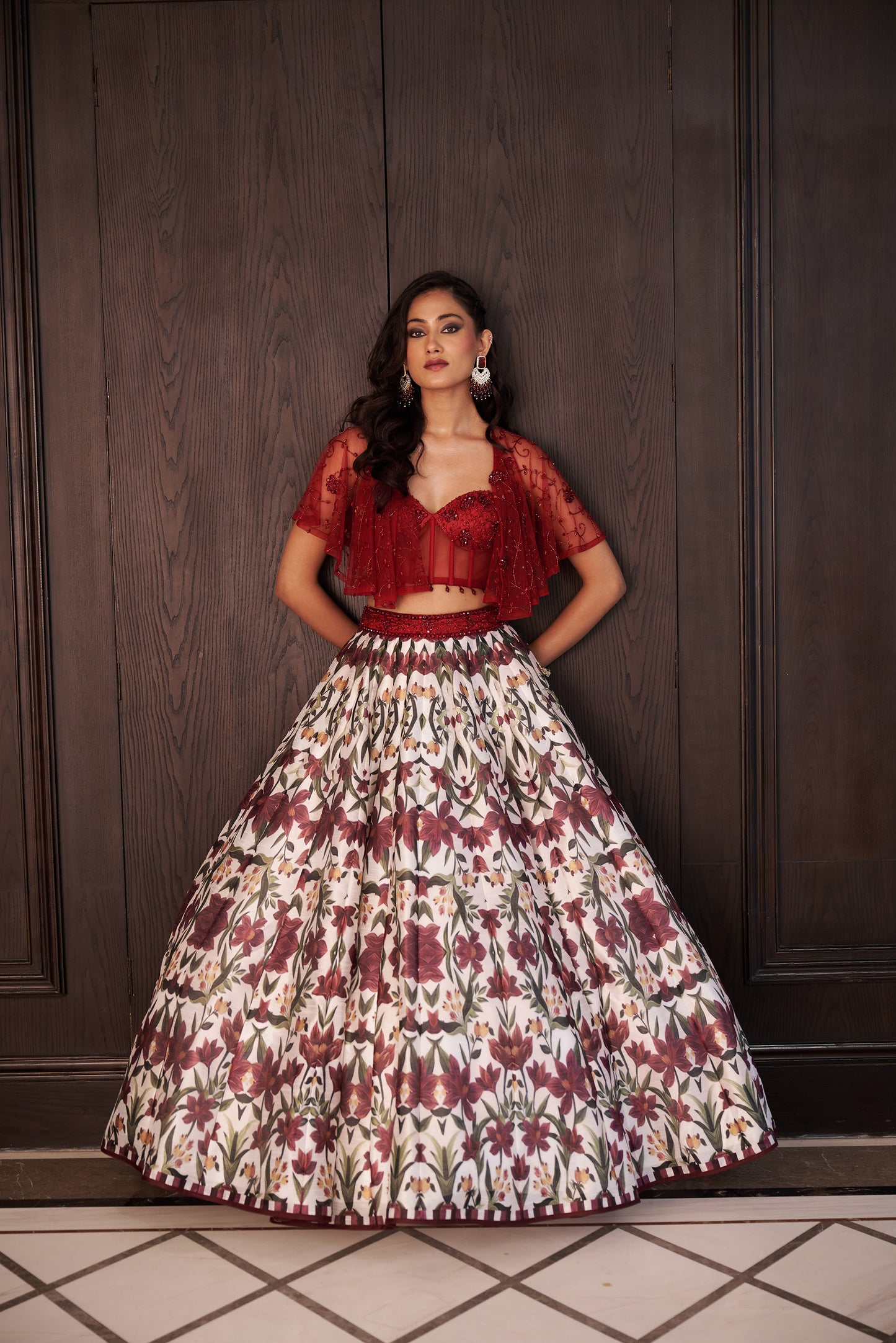 Maroon Saanjh lehenga set