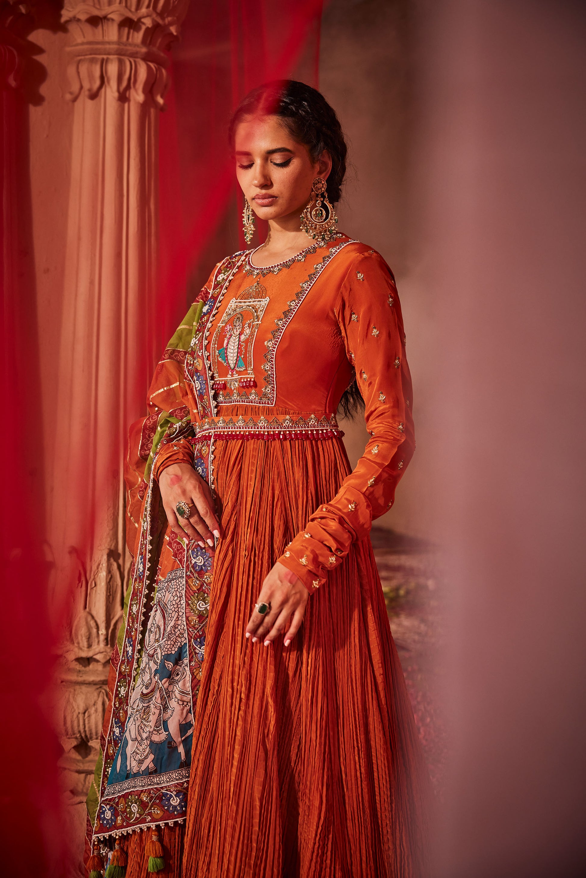 rust orange dress online india Shop Burnt Orange Cotton Gathered Midi Dress With Contr After Six Wear in India