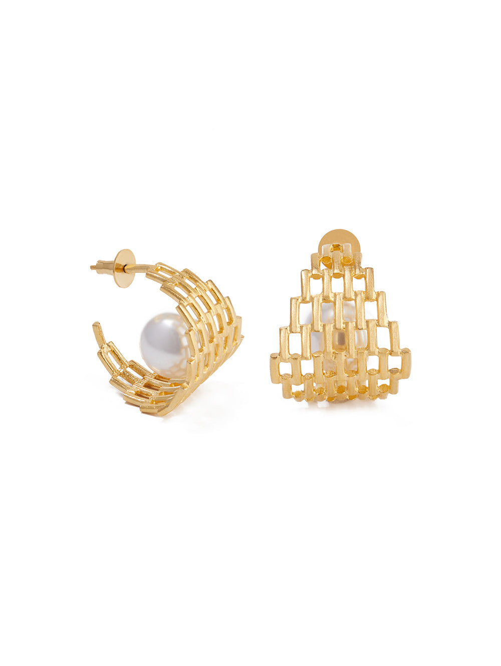 Textured Baroque Pearl Hoops
