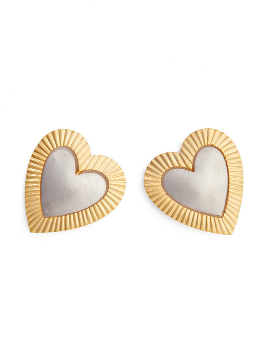 Gilded Dual Tone Heart Studs