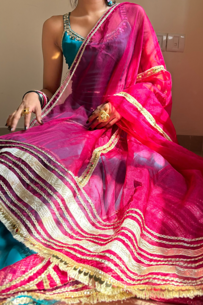 Gazal Blue Georgette Gota Work Festive Sharara Set