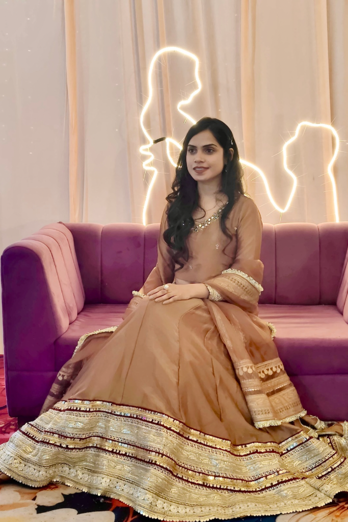 Meraki Brown Cut dana, Sequins Work Tissue Lehenga Set