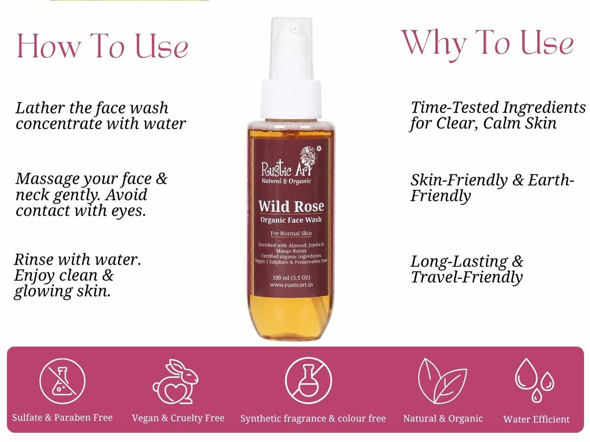 Wild Rose Face Wash (100ml), Rustic Art