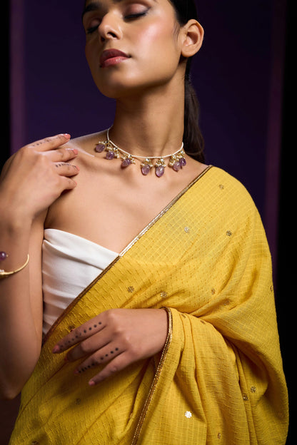 Yellow poppy Tohfa Mulmul Saree