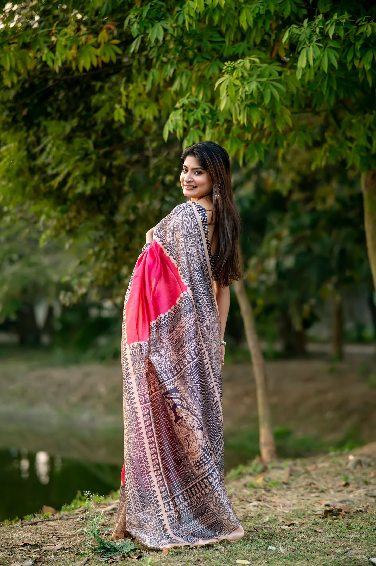 Yogita Rani Soft Tussar Silk Madhubani printed Saree