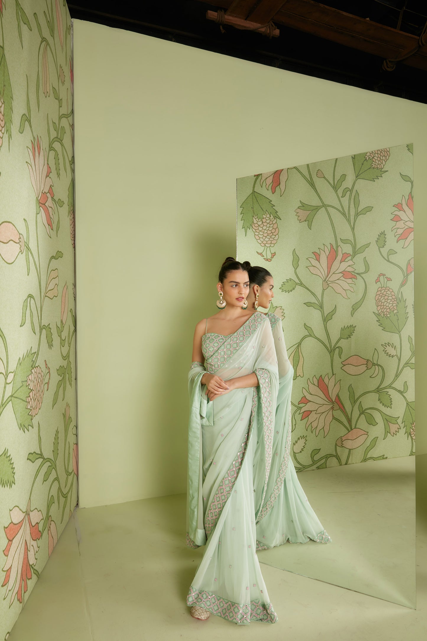 Mint Green Georgette Classic Hunar Saree