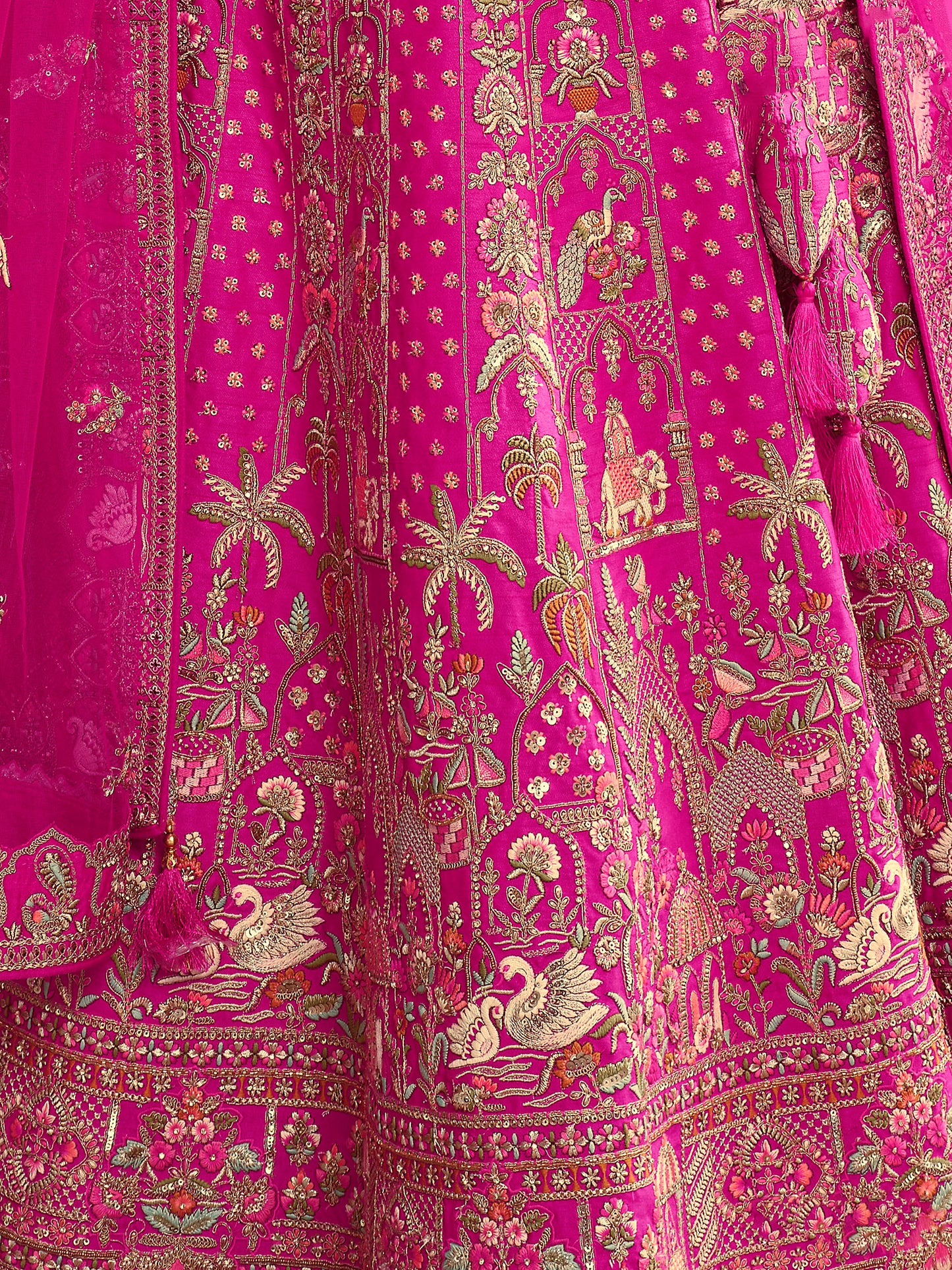 Rose Pink Color Silk Heavy Khatli & Thread Embroidery Bridal Lehenga