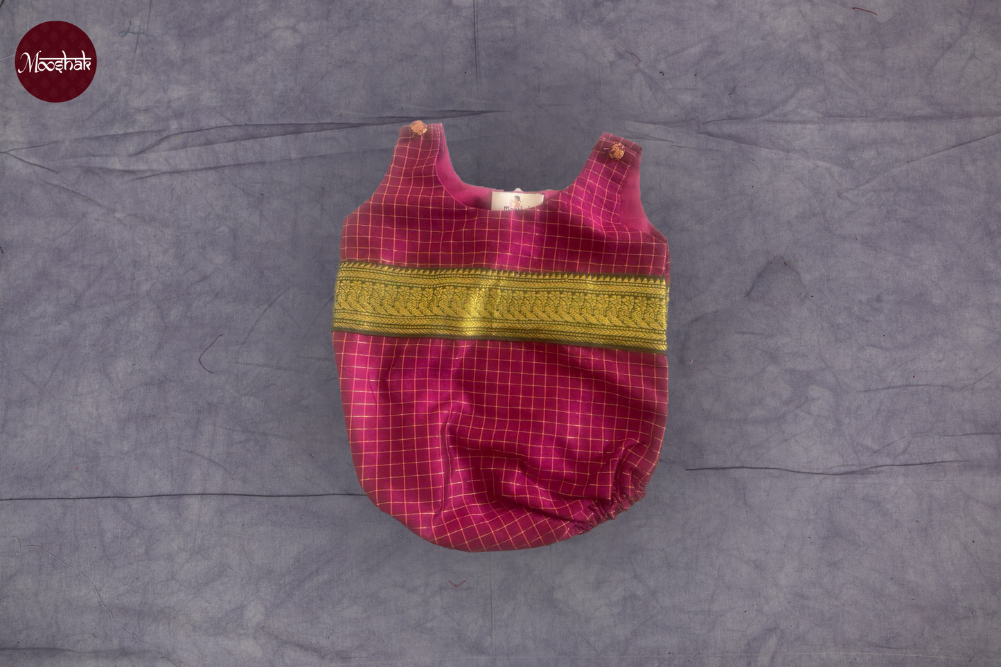 Angel Whisper - Onesie Rompers in Purple checks Kalyani Pattu with green zari border