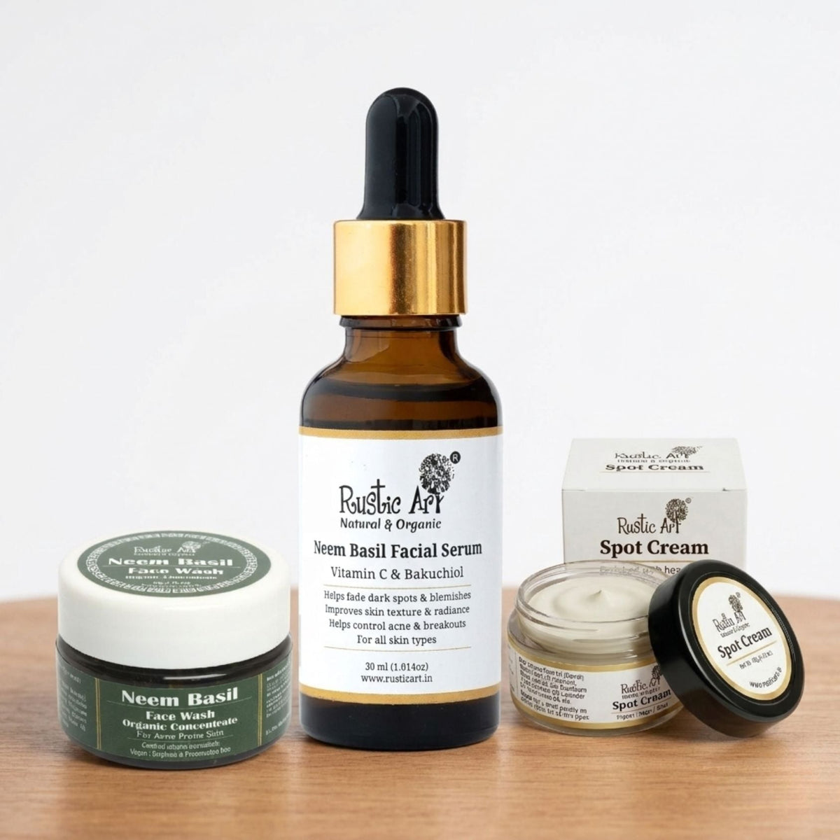 Anti Acne Trio(Neem basil face wash 50gm, Neem basil facial serum , Anti acne spot cream)