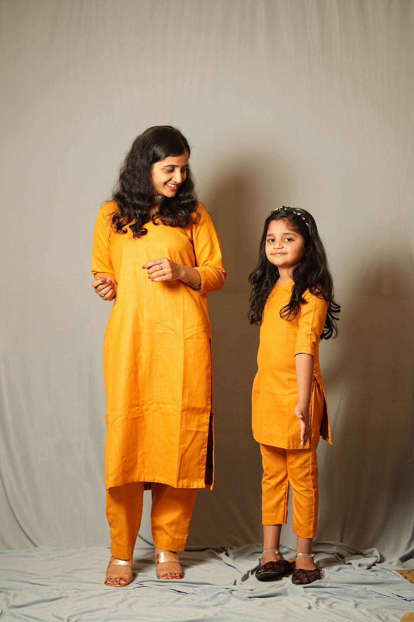 Kanaka -co-ord set in pure cotton with chettinad checks in mustard
