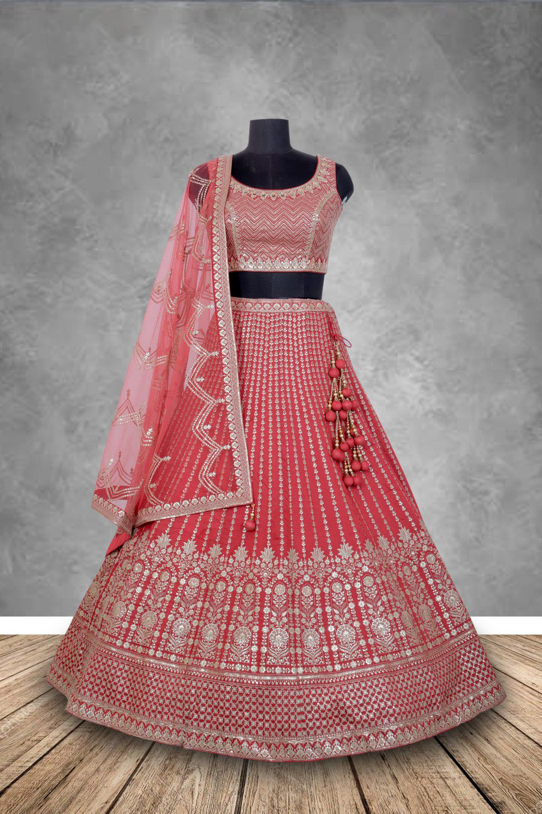 Maroon Color Sequence Embroidery Georgette Lehenga
