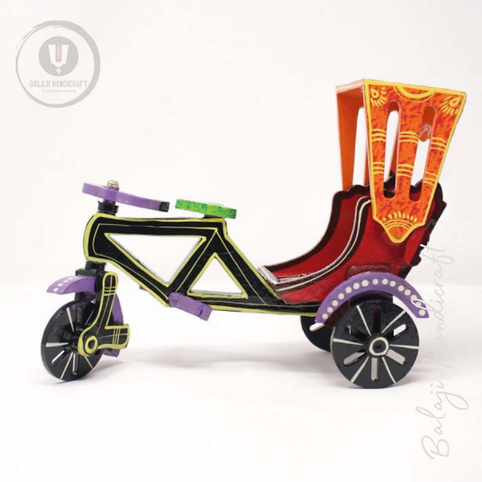 Wooden Rikshaw Handpainted Banaras Wooden Handicraft