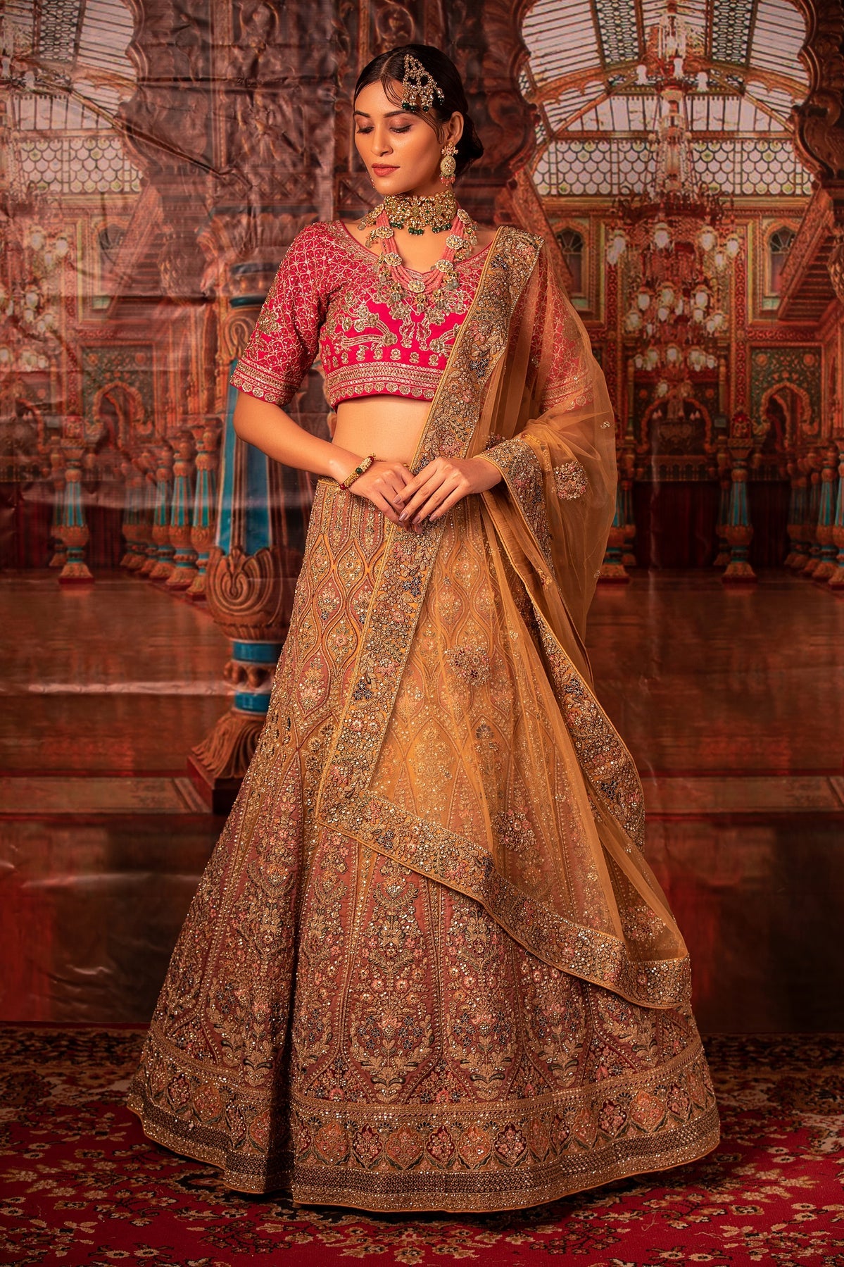 Chandraghanta Gold Bridal Lehenga