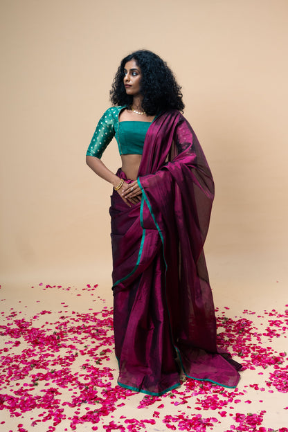 DIVIJA saree I Dark Pink Handloom Tissue Saree