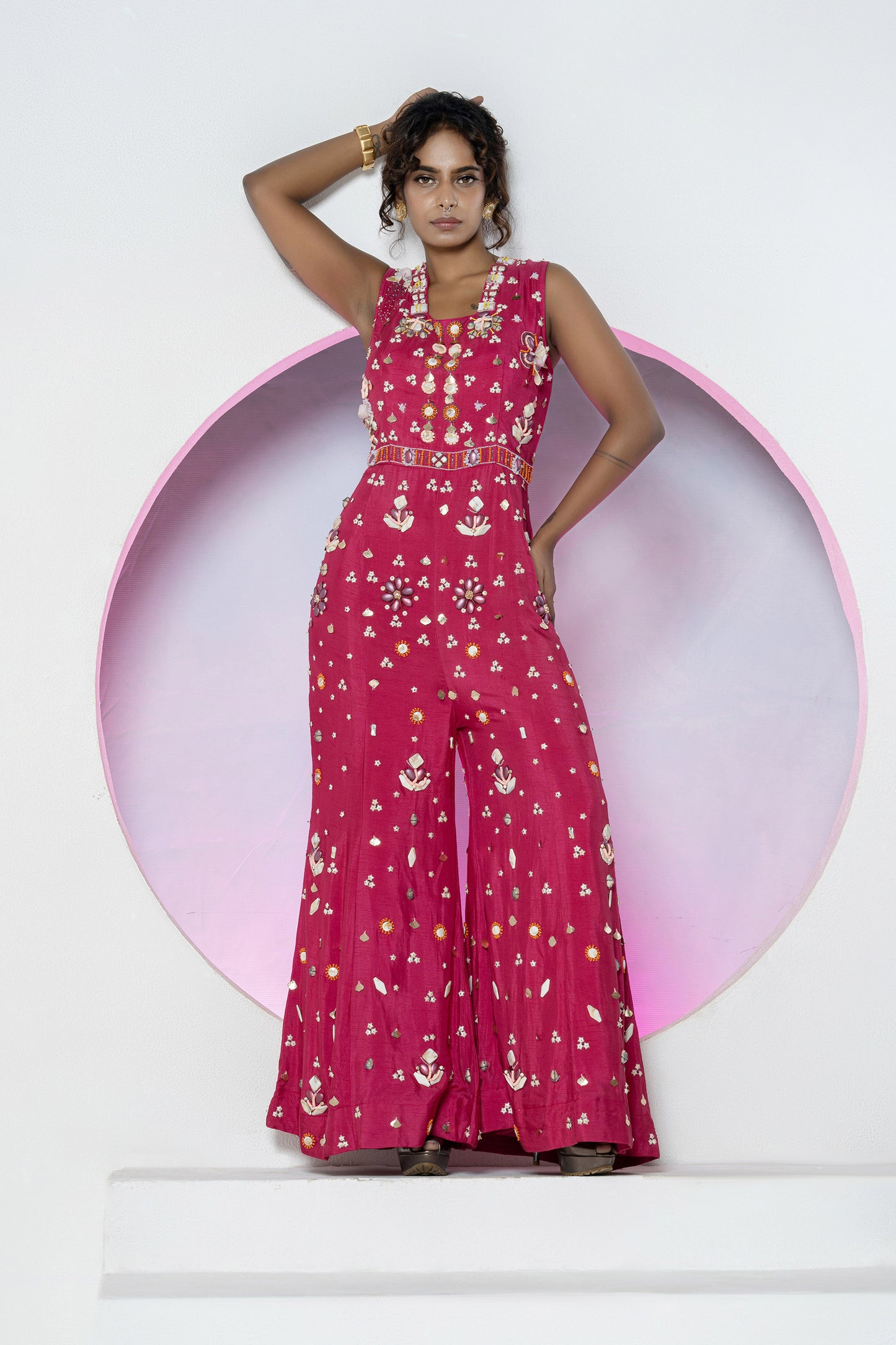 Vibrant Pink Dola Silk Jumpsuit