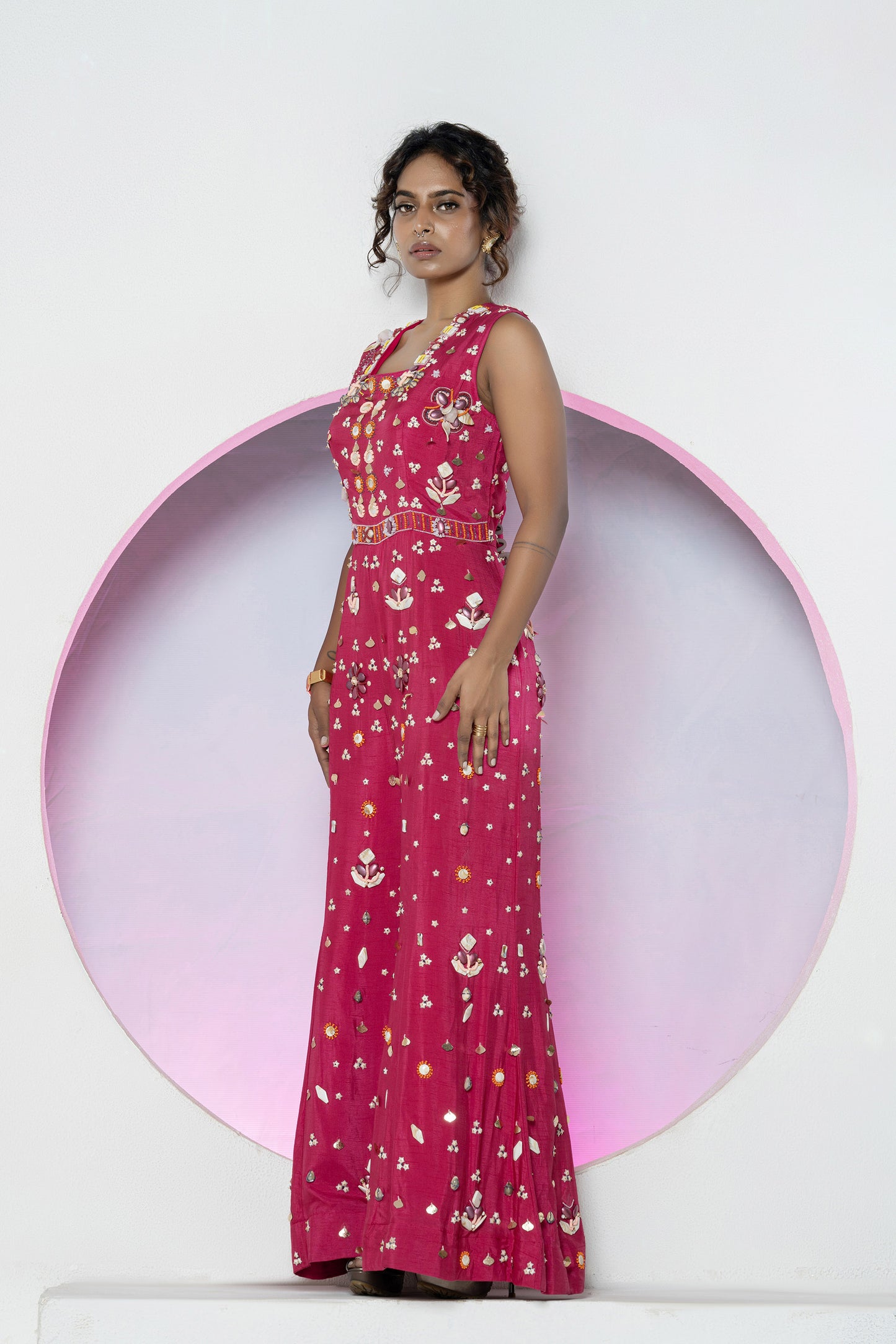 Vibrant Pink Dola Silk Jumpsuit