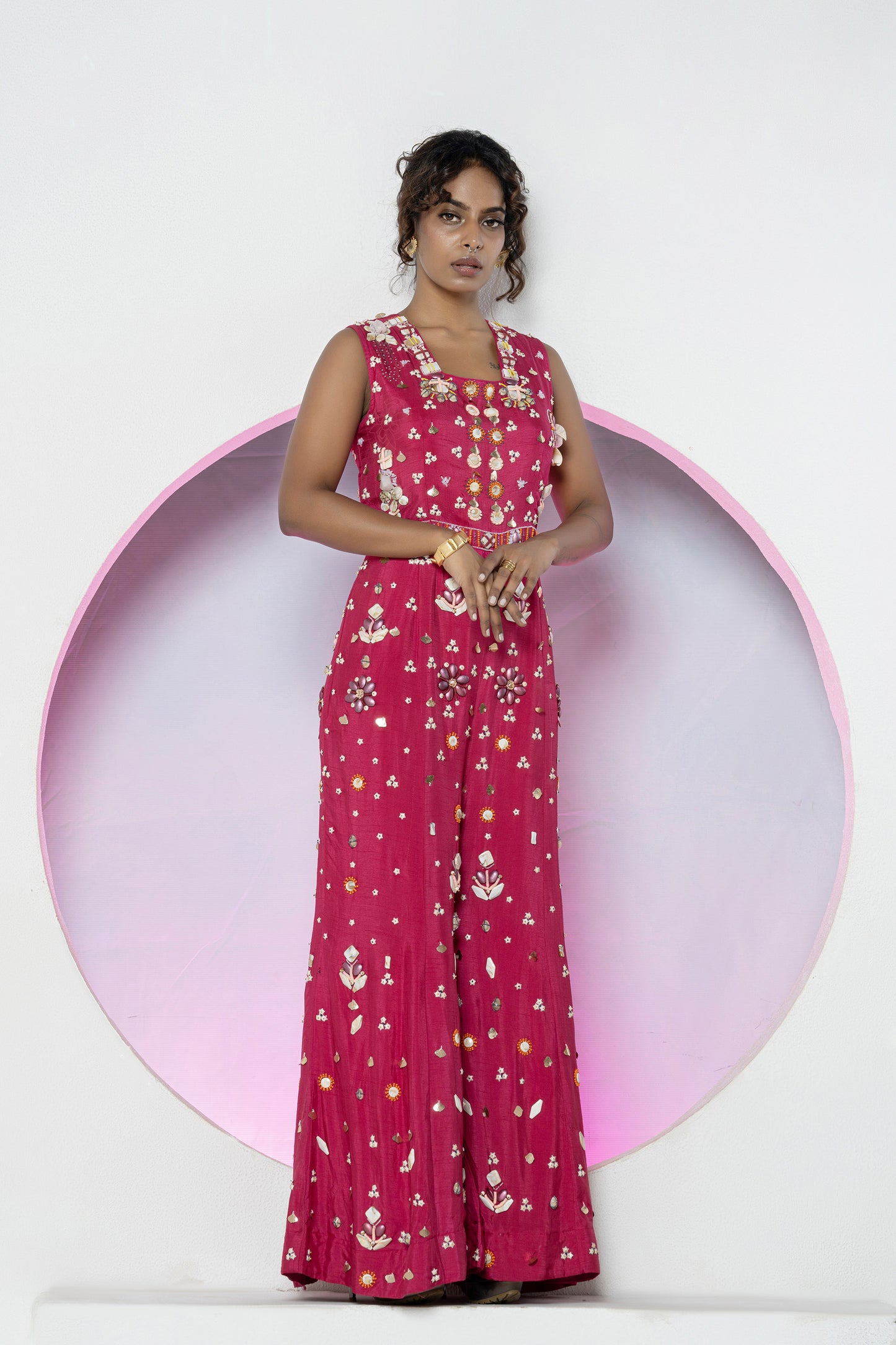 Vibrant Pink Dola Silk Jumpsuit