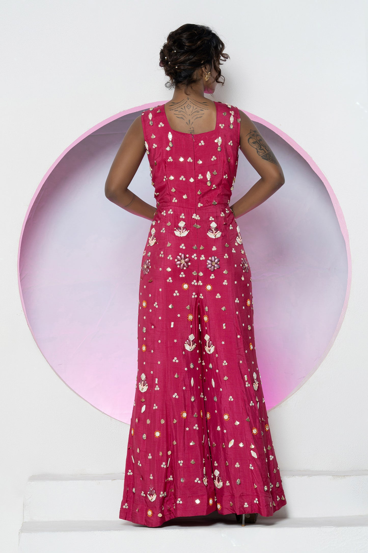 Vibrant Pink Dola Silk Jumpsuit