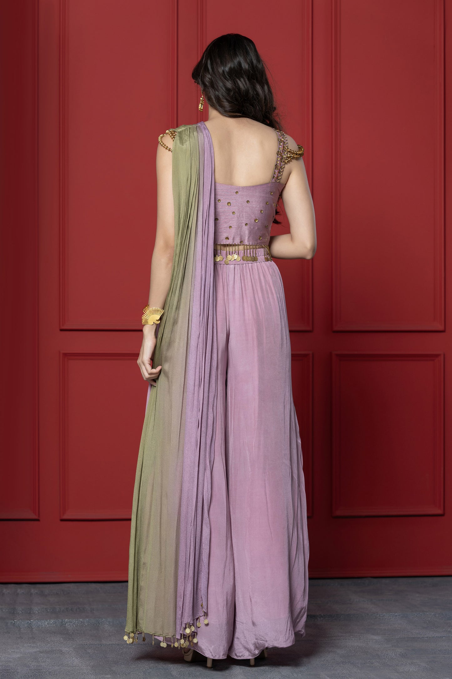 Mauve Chinnon Shaded Palazzo Drape