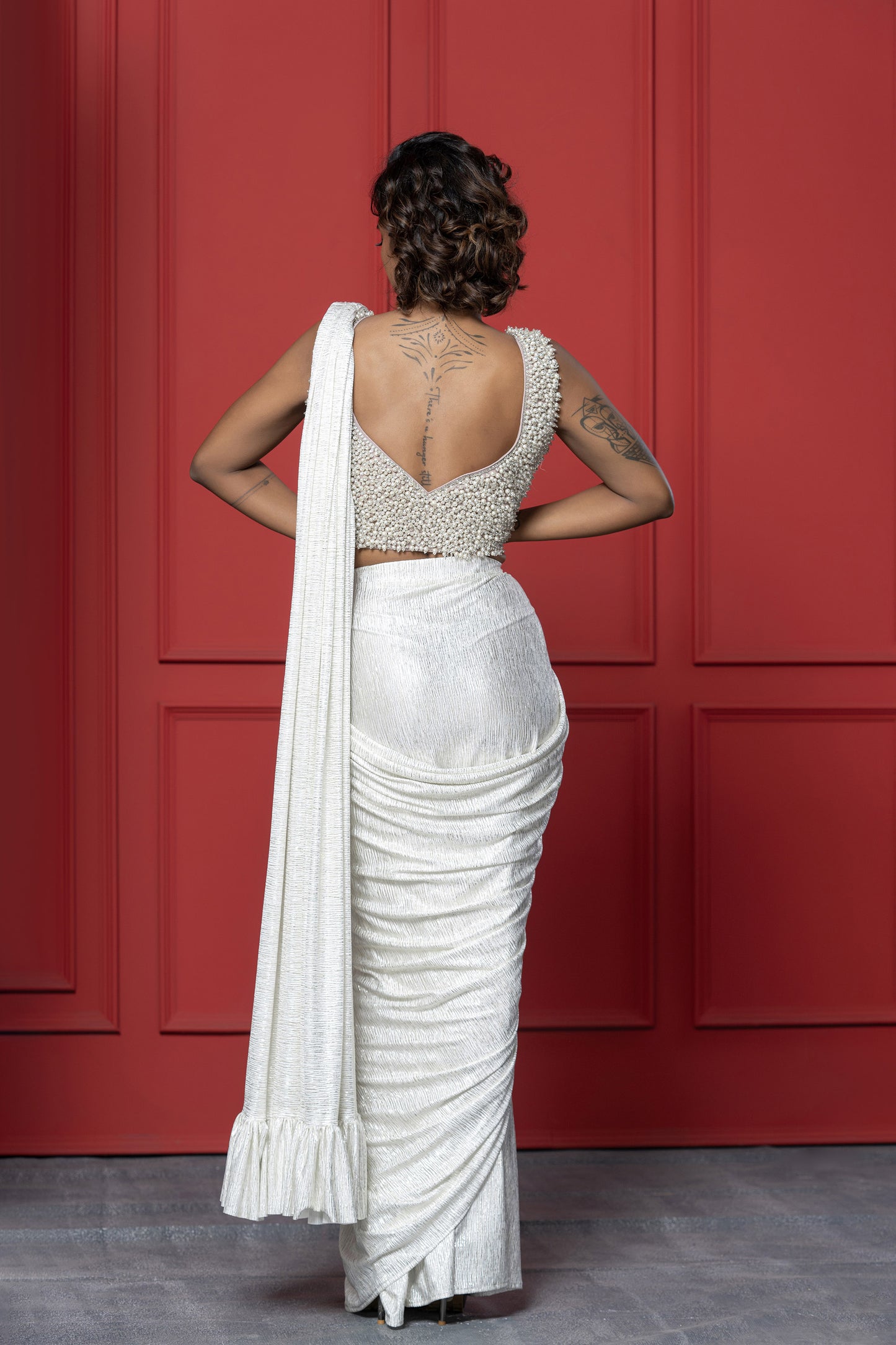 White Pearl Drape Saree