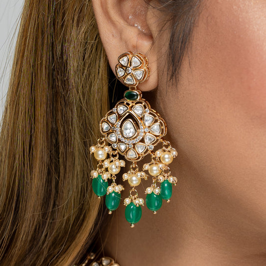 Zevar Club Majestic Gleaming Green Jewellery Set (18K Gold Plated)