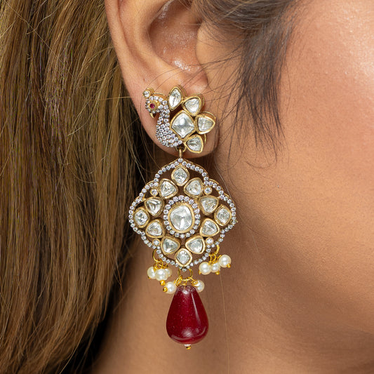 Zevar Club Timeless Streamlined Red Jewellery Set (18K Gold Plated)