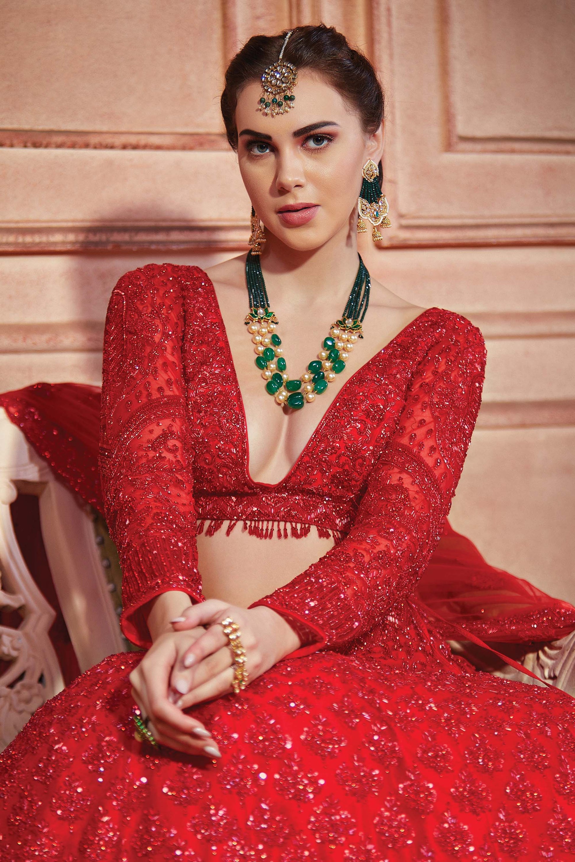Kalaa Red Net Hand Embroidered Bridal Lehenga – Mohi fashion