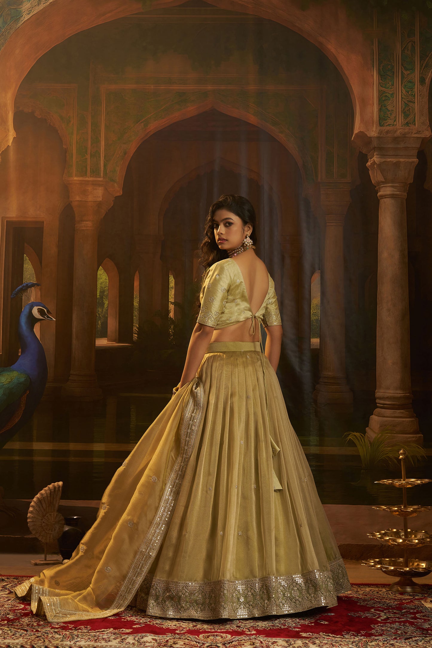 Yellow Organza Zari & Dori Embroidered Bridesmaid Lehenga for Haldi