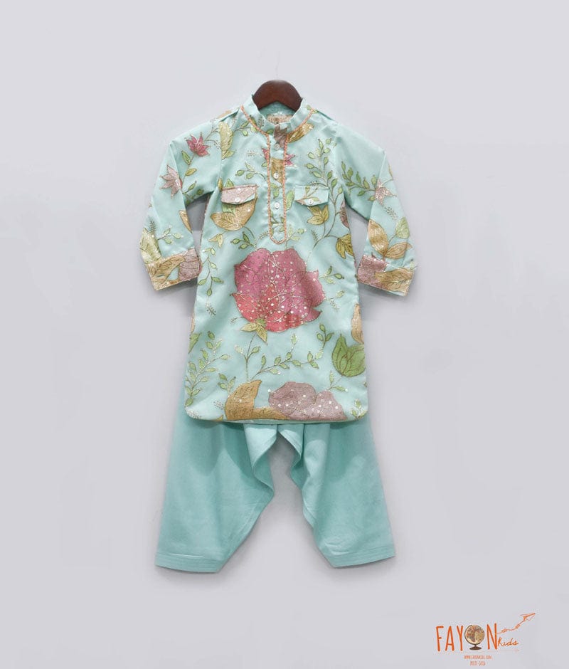 Aqua Embroidery Kurta with Salwar for Boys